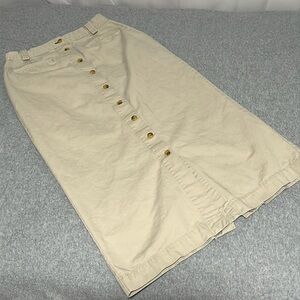 Y2K Tommy Hilfiger Midi Skirt Size 8 Khaki Botton Long Modest 90s Capsule